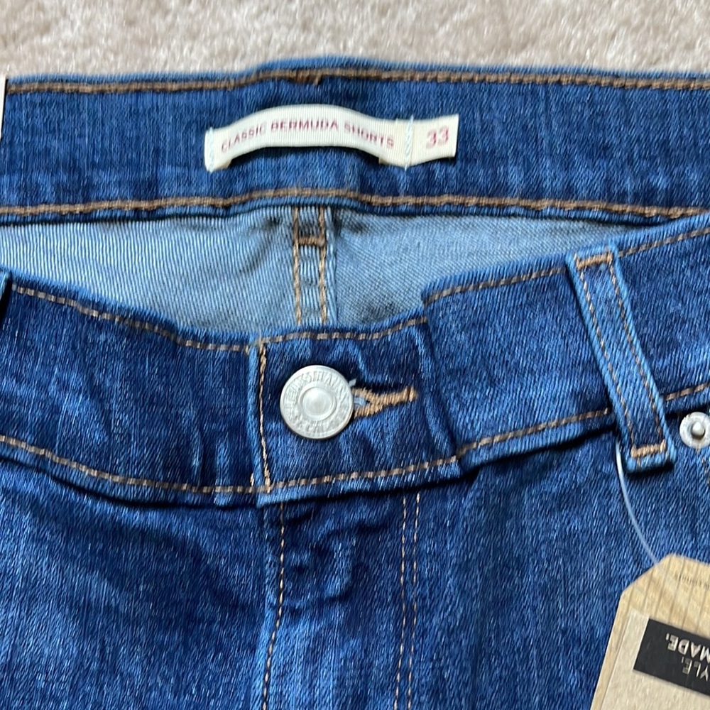 Levi's Dark Blue Denim Bermuda Shorts - Picture 2 of 8